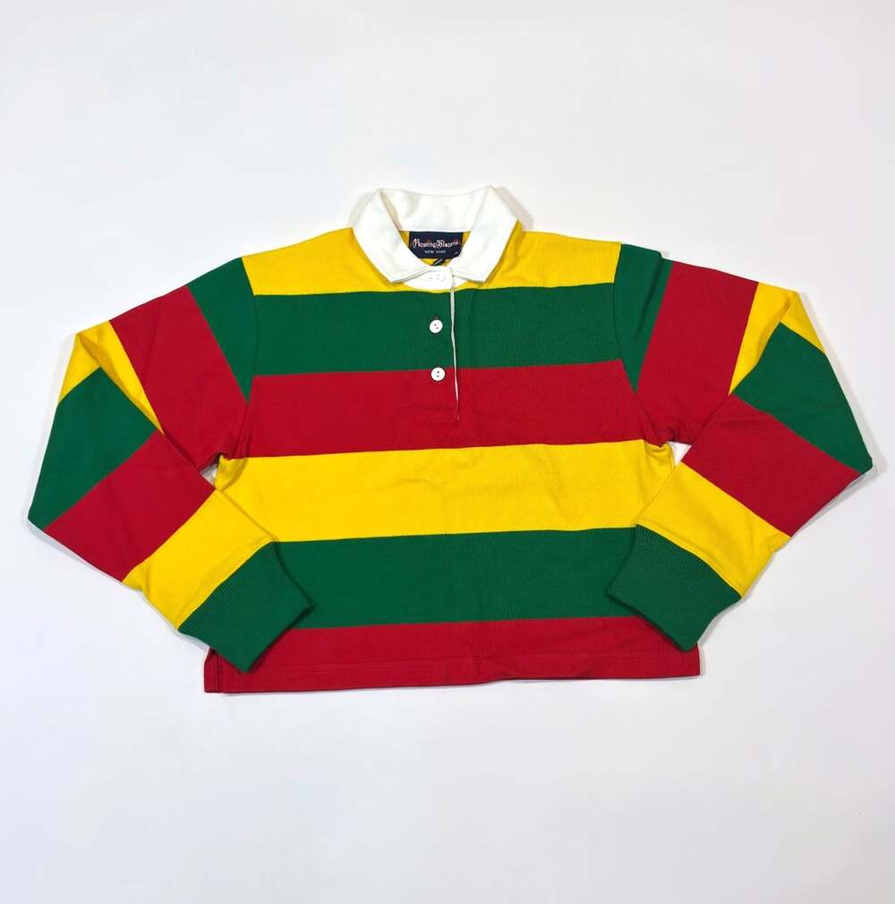 Rowing Blazers Green Red Yellow Striped Rugby Jersey